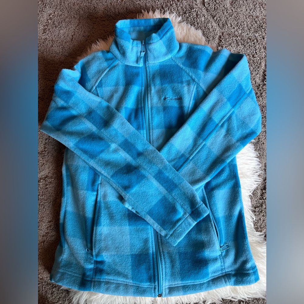 Columbia Sportswear Fleece, Blue Checker, Size M